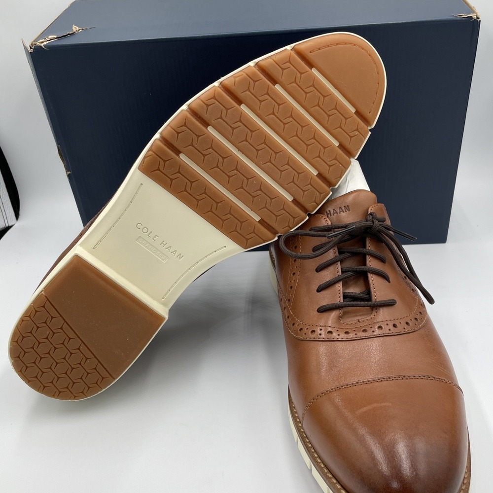 Cole Haan FlexGrand + Cap Toe Oxford Men's Sz 9 British Tan Leather NIB C40341 - Picture 3 of 7